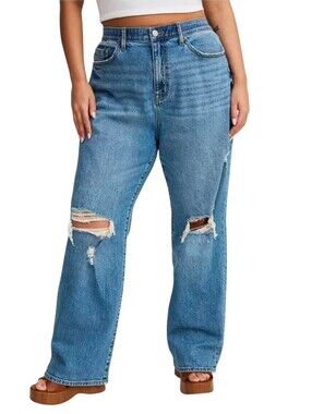 Torrid Baggy High Rise Straight Jean Distressed Ripped Classic Denim 20 NWT